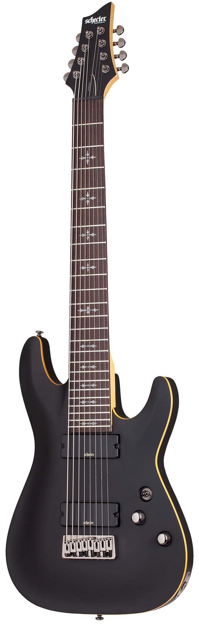 GUITARRA SCHECTER DEMON-8 AGED BLACK SATIN