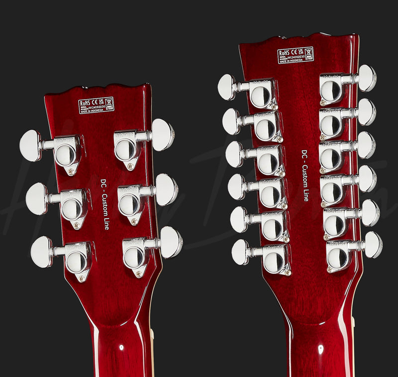 Guitarra Doble Brazo Harley Benton Tipo G-1275, Color Cherry DC custom II 612