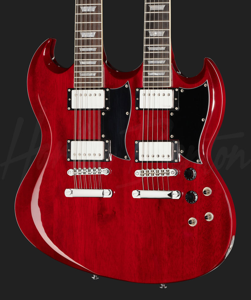 Guitarra Doble Brazo Harley Benton Tipo G-1275, Color Cherry DC custom II 612