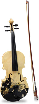 Violín Hausenbag acústico SV001-P FLOWER 4/4 Color Madera natural y diseño de flor, con estuche