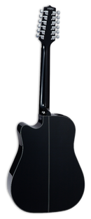 Corte veneciano de la Takamine GD30CE-12 BLK para fácil acceso a registros agudos