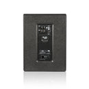Panel trasero del SUB 615 con controles de crossover y EQ