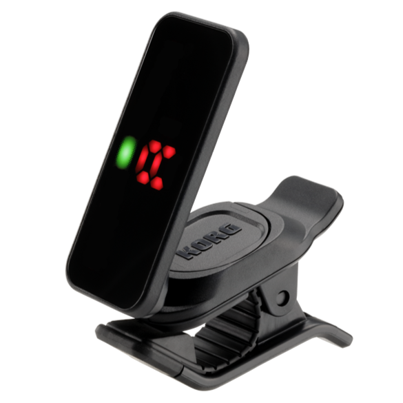 Afinador Korg Pitchclip 2 de clip con pantalla frontal encendida