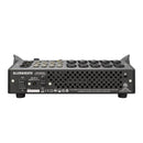 Panel trasero de CQ-12T con entradas XLR, TRS, salidas y puertos USB