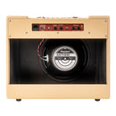 Vista trasera del amplificador Blackstar Debut 100R Cream con diseño vintage.