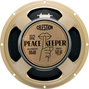 Vista frontal de la bocina Celestion G12 Peacekeeper 12 pulgadas, ideal para guitarristas que buscan potencia con volumen reducido.