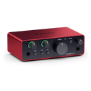 Interfaz de audio Focusrite Scarlett Solo 4ta generación vista frontal.