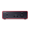 Conectividad USB y salidas de la Focusrite Scarlett Solo 4 generación.