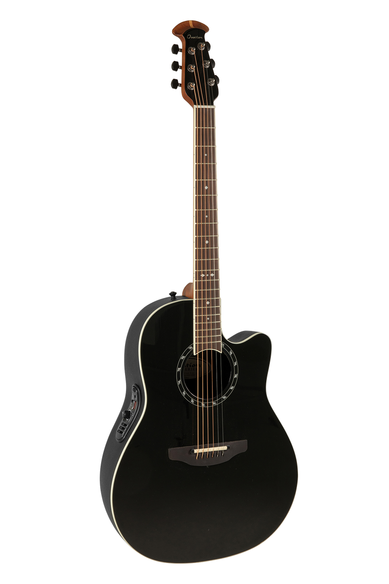 Ovation Celebrity Pro 2771AX-5-G – Vista frontal guitarra electroacústica negra.