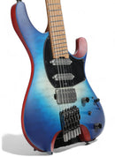 Vista frontal costado de la Ibanez QX54QM en color Blue Sphere Burst