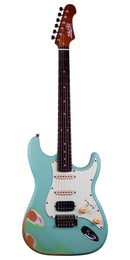 Vista frontal de la Jet Guitars JS400 RELIC con acabado envejecido tipo Strat