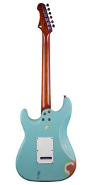 Vista trasera de la Jet Guitars JS400 RELIC con acabado envejecido tipo Strat