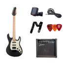 Paquete Guitarra Electrica Mars Con Amplificador 10 Watts Negro