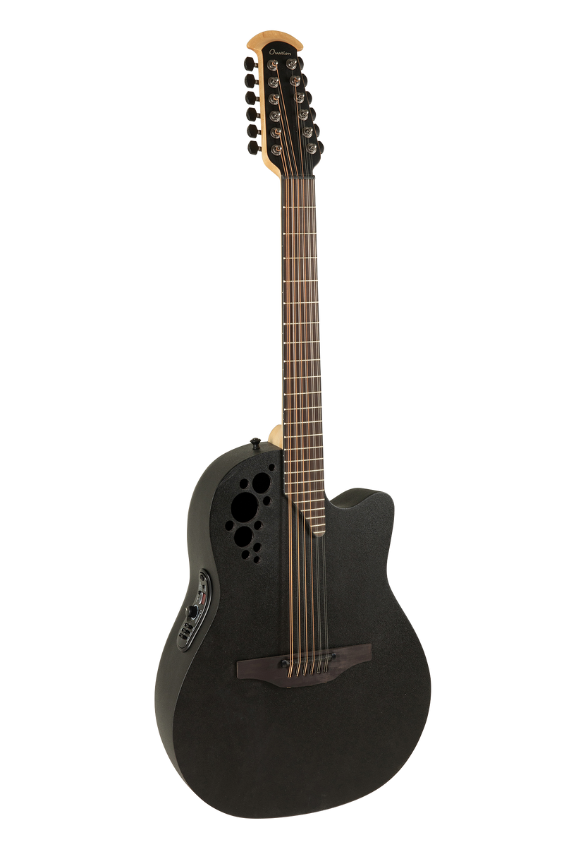 Guitarra Ovation Celebrity Pro 2058TX-5-G negra, docerola de 12 cuerdas electroacústica