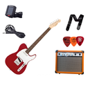 Paquete Guitarra Electrica Squier Telecaster Rojo y Amplificador 10 Watts Recargable