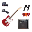 Paquete Guitarra Electrica Squier Telecaster Rojo y Amplificador 10 Watts