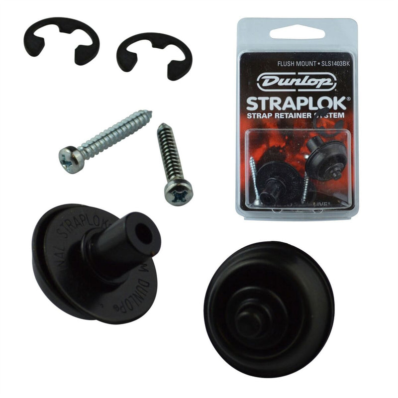 Straplock Dunlop Flush Mount SLS1401BK Black