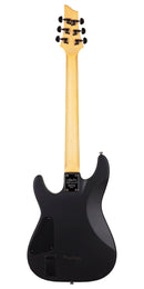 Guitarra eléctrica Schecter Demon‑6 vista frontal con diseño gótico color aged black satin