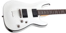 Puente Tune‑O‑Matic con string thru body en la Schecter Demon‑6 color vintage white