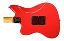 Vista trasera del cuerpo negro de la guitarra eléctrica Tagima TW-61 Jaguar color rojo