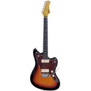 Vista frontal completa de la guitarra Tagima TW-61 tipo Jaguar color sunburst