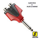 Adaptador Solcor 2 JACK RCA A PLUG 6.3 MONO