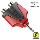 Adaptador Solcor 2 JACK RCA A PLUG 3.5 TRS