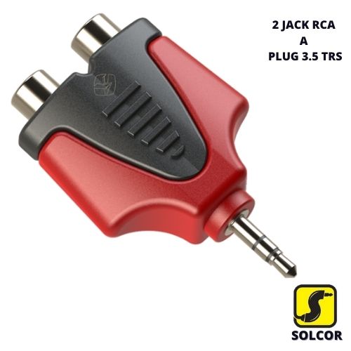 Adaptador Solcor 2 JACK RCA A PLUG 3.5 TRS