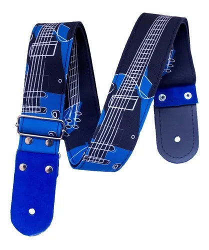 Strap/Tahalí Kidam Estampado Guitarra azul  K6017GA