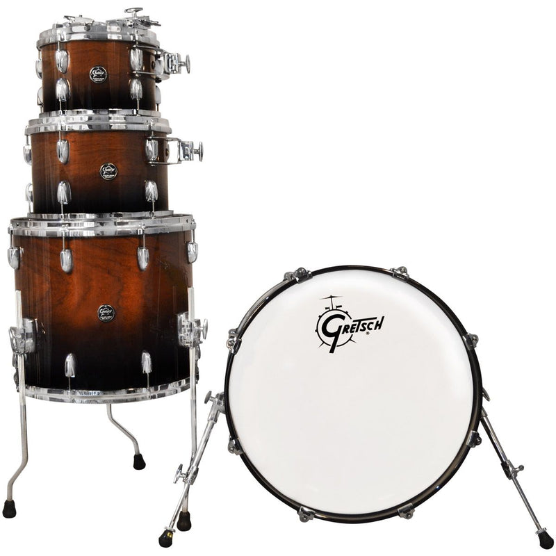 BATERIA GRETSCH S/STANDS RENOWN WALNT 22 NOGAL SATINADO/NEGRO DESVANECIDO