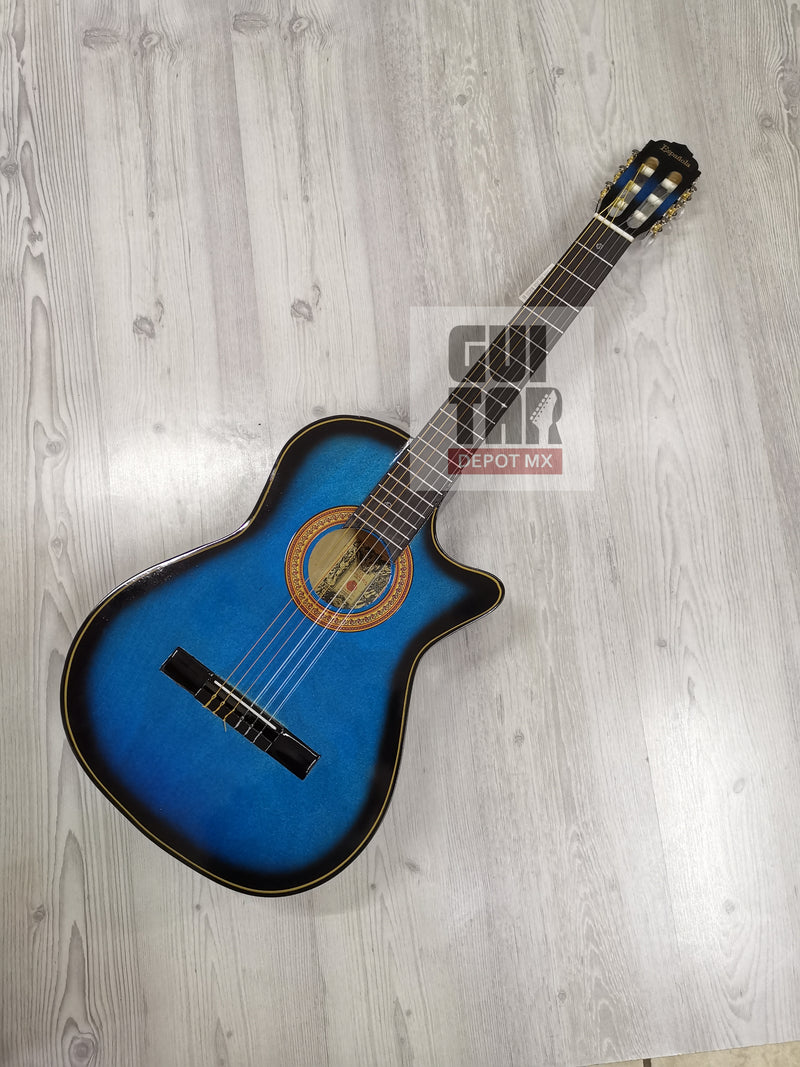 Guitarra La Española  color azul sombreado con corte