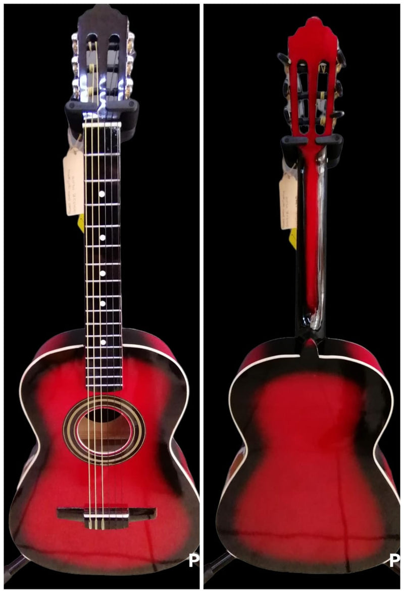 Guitarra clásica estándar Mercedes Nava roja con negro