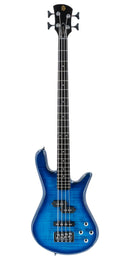 Vista frontal del bajo eléctrico Spector Legend 4 Standard en acabado Blue Stain