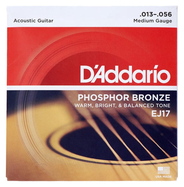 Cuerdas Guitarra Acustica/Electroacustica D´addario EJ17 Phosphor  bronze 13-56
