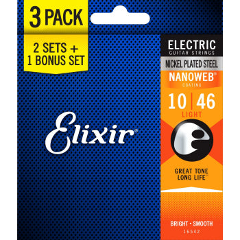 3 pack Cuerdas Elixir Nanoweb Guitarra Electrica 16542